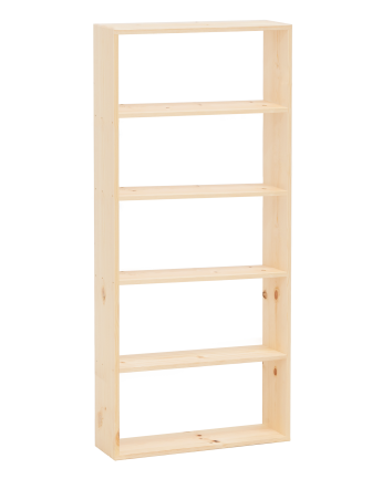 Estantería de madera maciza tono natural con 4 estantes