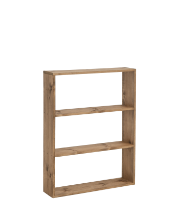 Estantería de madera maciza tono roble oscuro con 2 estantes