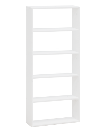Estantería de madera maciza tono blanco con 4 estantes