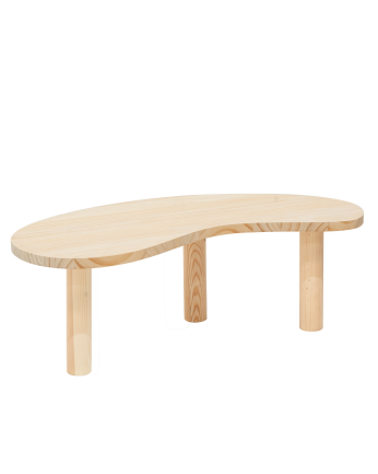 Mesa de centro de madera maciza formas orgánicas en tono natural de varias medidas