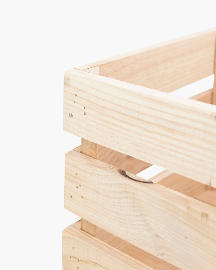 Caja de madera maciza en tono natural grande
