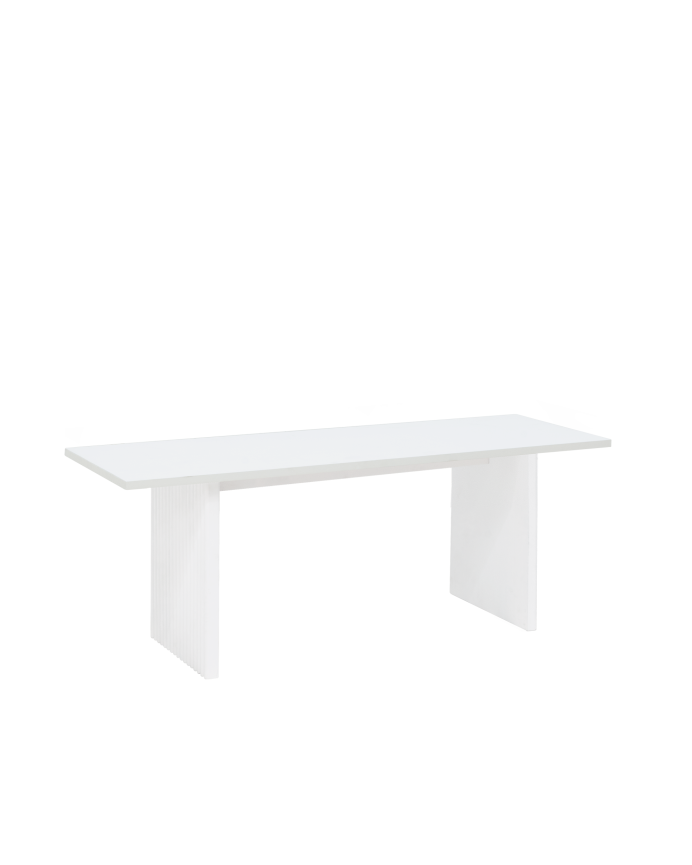 Mesa de centro de madera maciza en tono blanco de 120cm