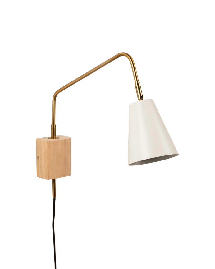 Lámpara de pared de hierro y madera de caucho de 40x12cm