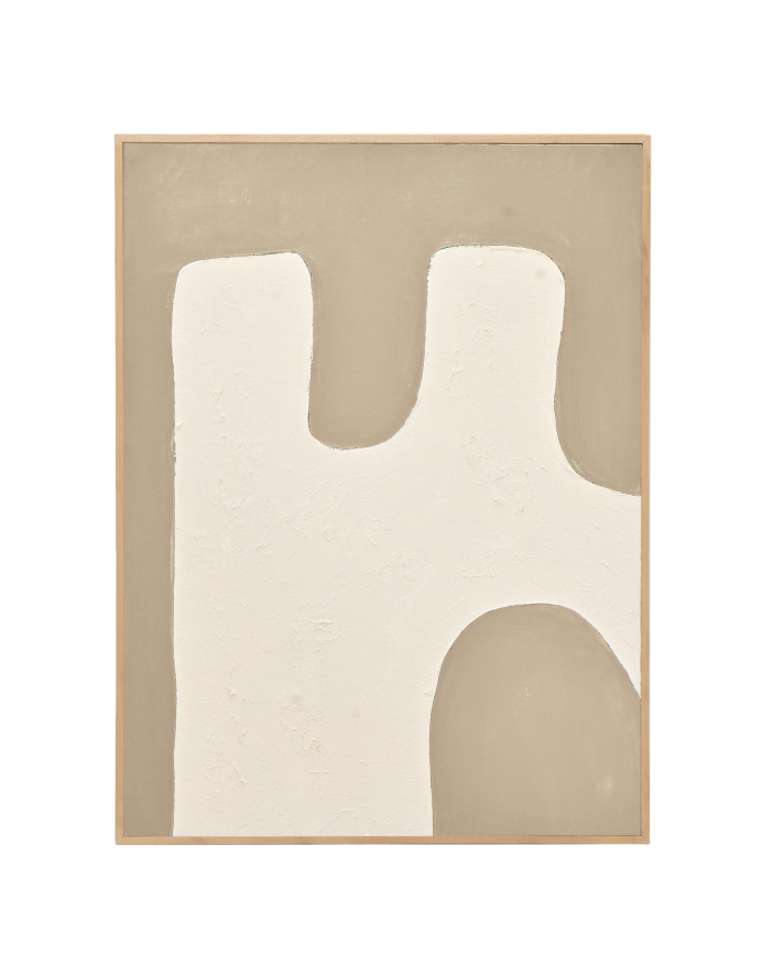 Cuadro beige y blanco decorativo sobre algodón con bastidor de madera pintado artesanalmente con pintura óleo en varias medidas