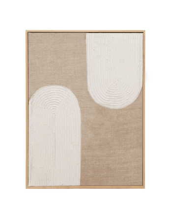 Cuadro beige y blanco decorativo sobre lino con bastidor de madera pintado artesanalmente con pintura al óleo en varias medidas