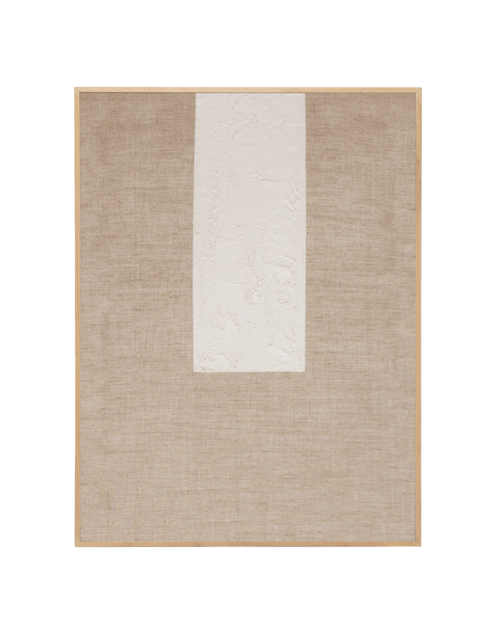 Cuadro beige y blanco decorativo sobre lino con bastidor de madera pintado artesanalmente con pintura al óleo en varias medidas