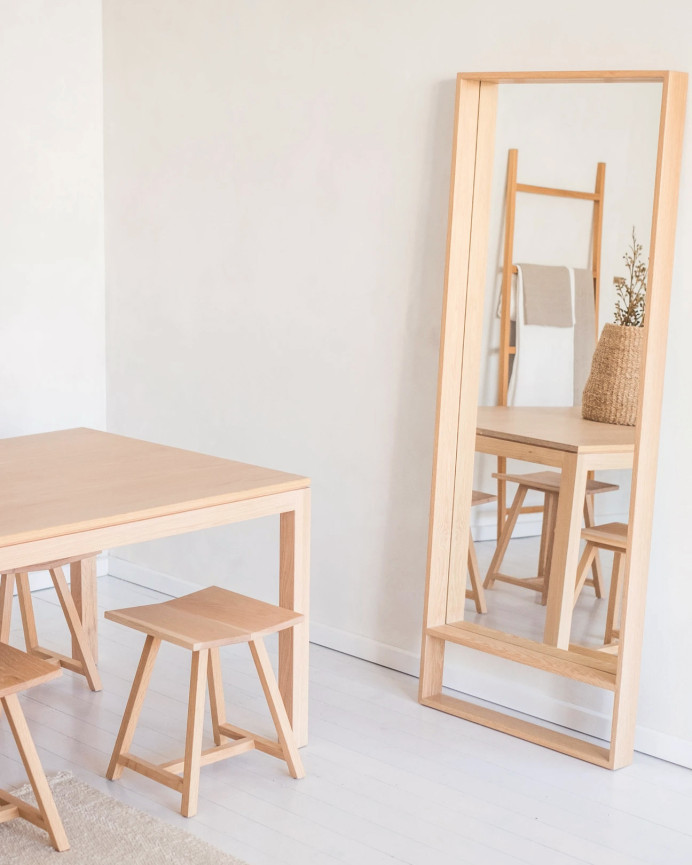 Espejo efecto madera maciza tono natural de varias medidas