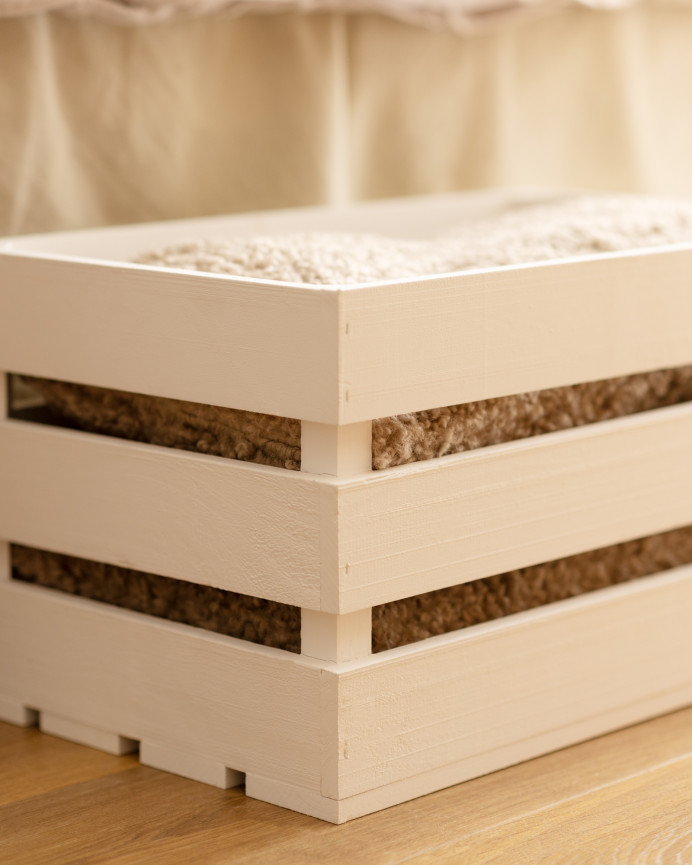 Caja de madera maciza en tono blanco grande