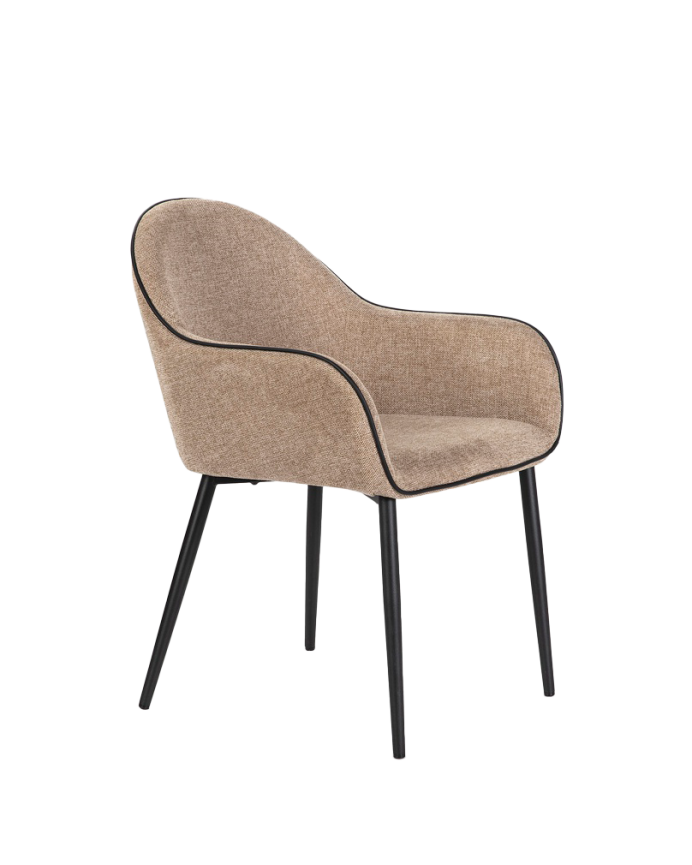 Silla de tela color marrón con patas de metal negro de 83cm