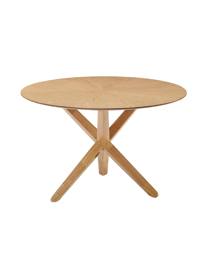 Mesa de comedor redonda de madera natural de 120cm