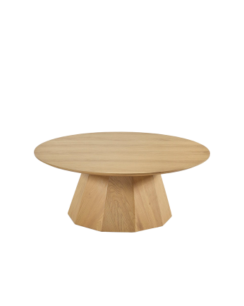 Mesa de centro redonda de laminado de roble de 35x90cm 