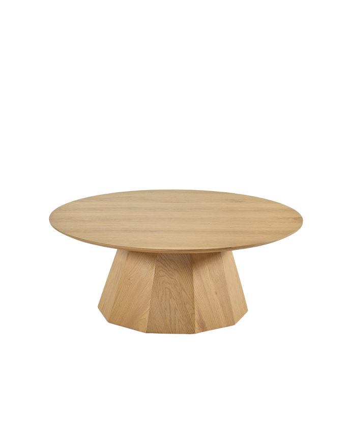 Mesa de centro redonda de laminado de roble de 35x90cm 