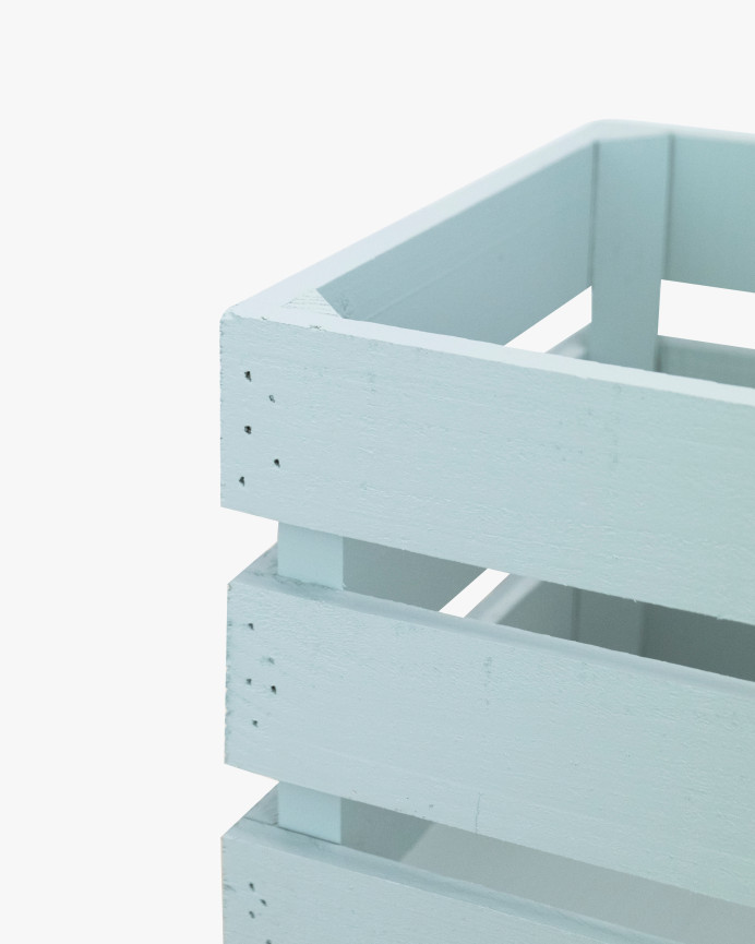 Caja de madera maciza en tono verde azulado grande