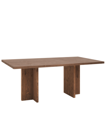 Mesa de comedor de madera maciza en tono nogal de varias medidas