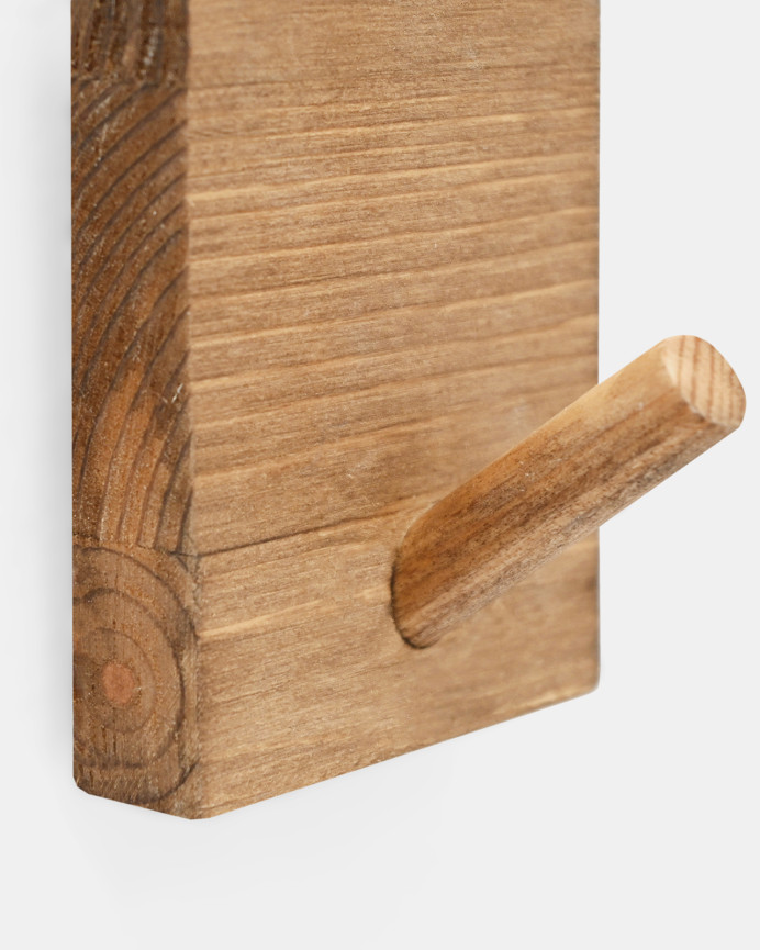 Colgador de pared de madera maciza en tono roble oscuro de 8x6cm