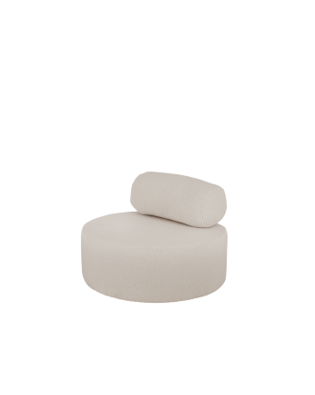 Sillón de buclé redonda color gris claro de 91x71cm