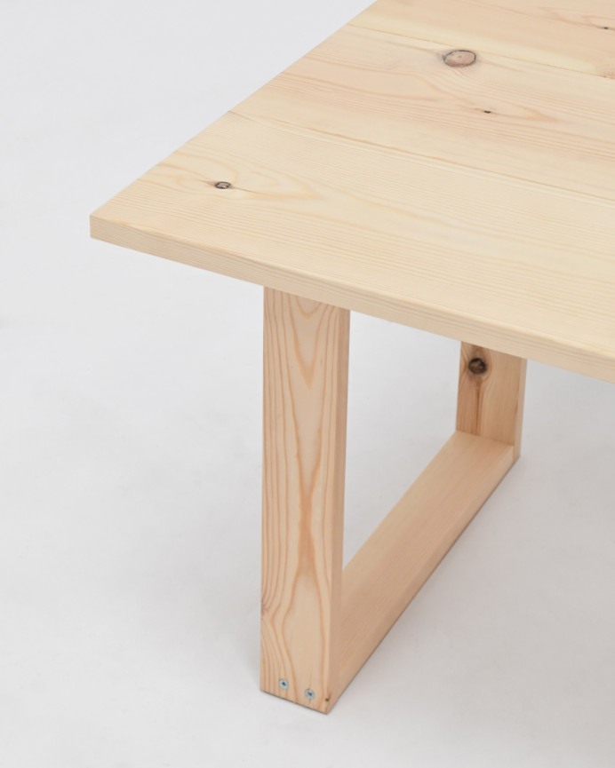 Mesa de centro de madera maciza acabado natural de 120x60cm