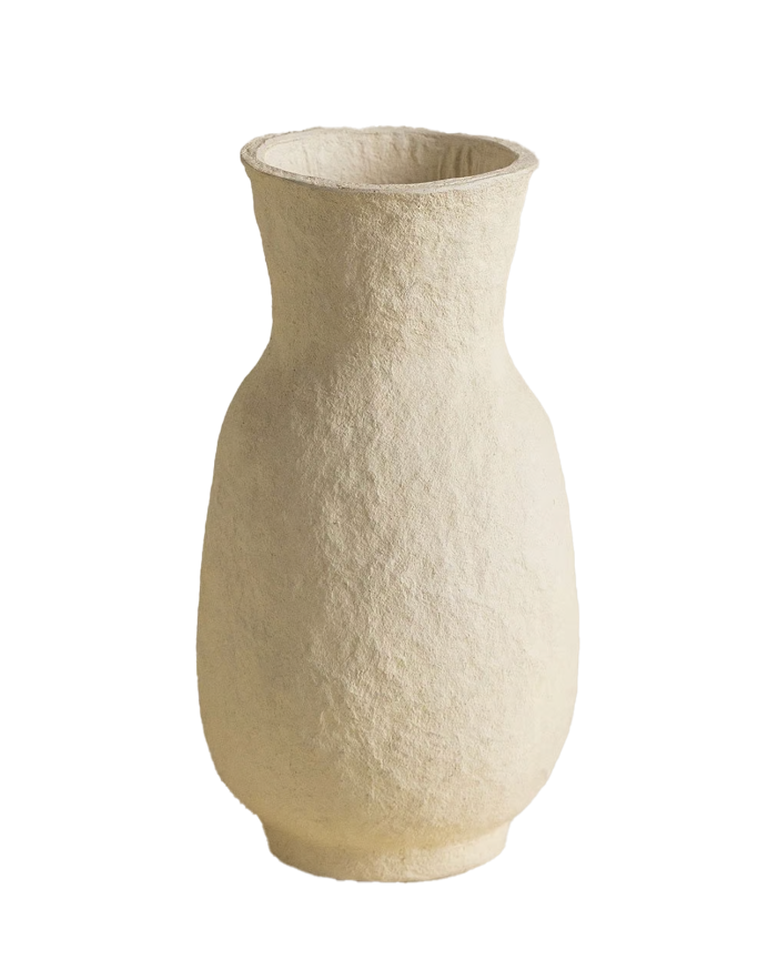 Jarrón de papel maché beige de 31cm