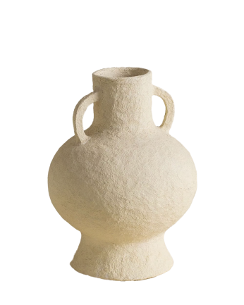 Jarrón de papel maché beige de 26cm