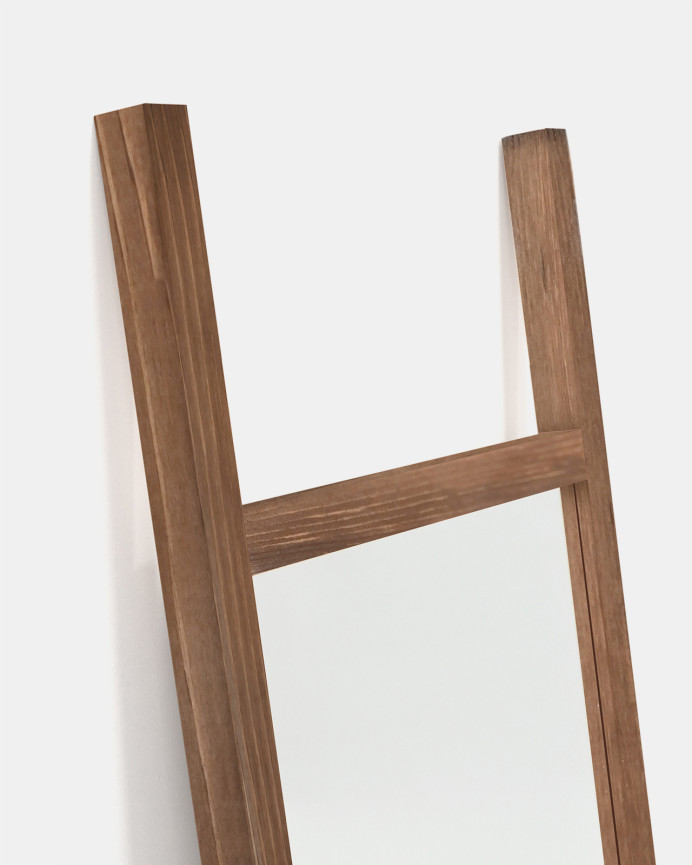 Espejo efecto madera maciza tono roble oscuro de 45x180cm