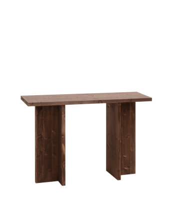 Consola de madera maciza en tono nogal de 120x80cm