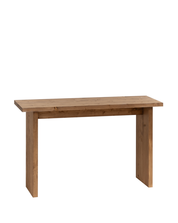 Consola de madera maciza en tono roble oscuro de 120x80cm