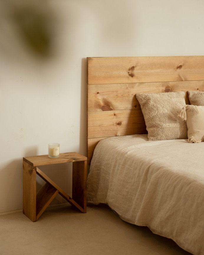 Pack cabecero y mesitas de madera maciza en tono roble oscuro de varias medidas