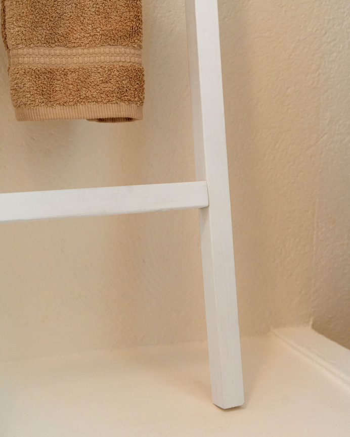 Escalera de madera maciza color blanco de 41x118x4cm