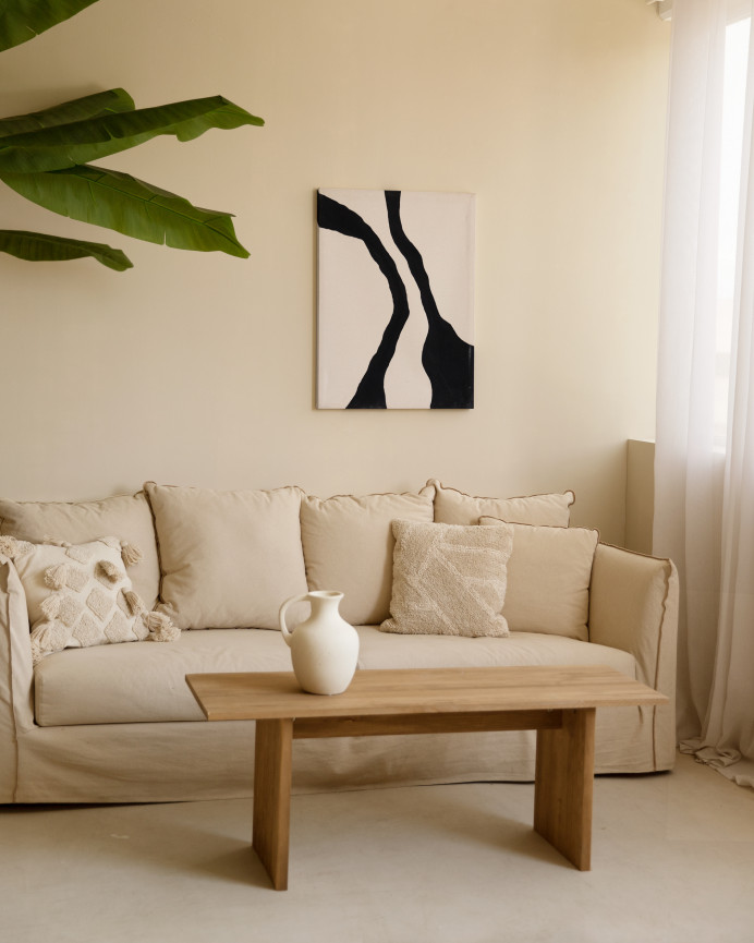 Cuadro blanco y negro decorativo sobre algodón con bastidor de madera pintado artesanalmente con pintura óleo en varias medidas