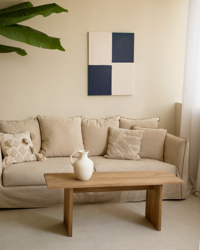 Cuadro azul y blanco decorativo sobre algodón con bastidor de madera pintado artesanalmente con pintura óleo en varias medidas