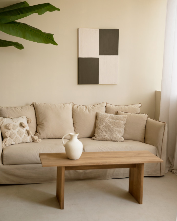 Cuadro marrón y blanco decorativo sobre algodón con bastidor de madera pintado a mano con pintura óleo en varias medidas