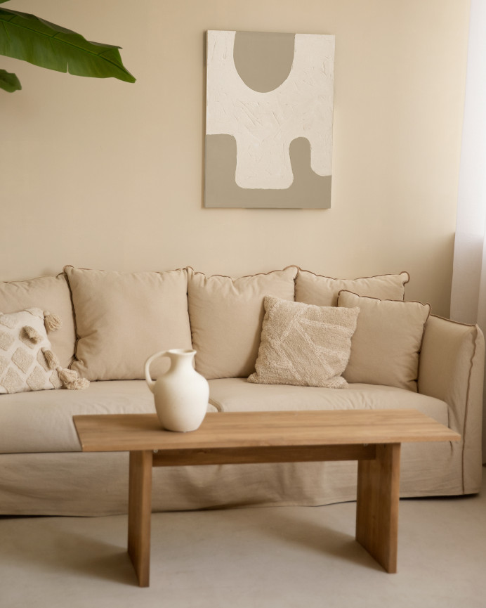 Cuadro blanco y beige decorativo sobre algodón con bastidor de madera pintado artesanalmente con pintura óleo en varias medidas