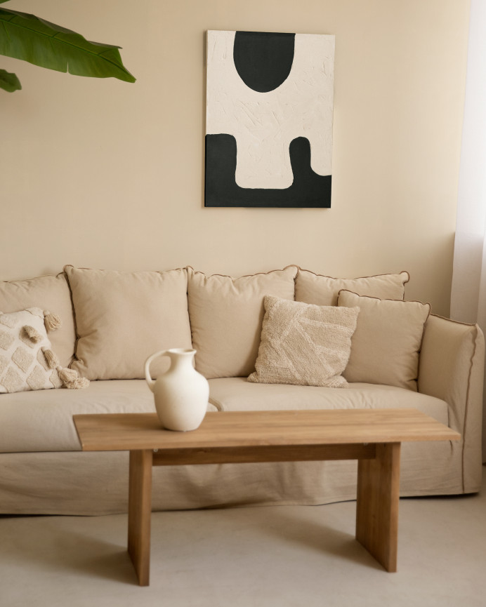 Cuadro blanco y negro decorativo sobre algodón con bastidor de madera pintado artesanalmente con pintura óleo en varias medidas