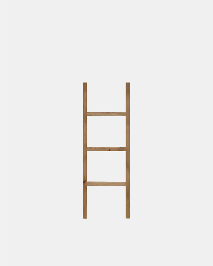 Escalera de madera maciza tono roble oscuro de 41x118cm