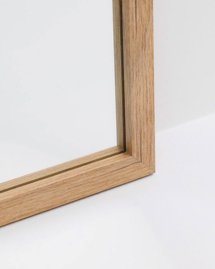 Set de 3 espejos de pared rectangulares de madera tono natural de 90x30cm