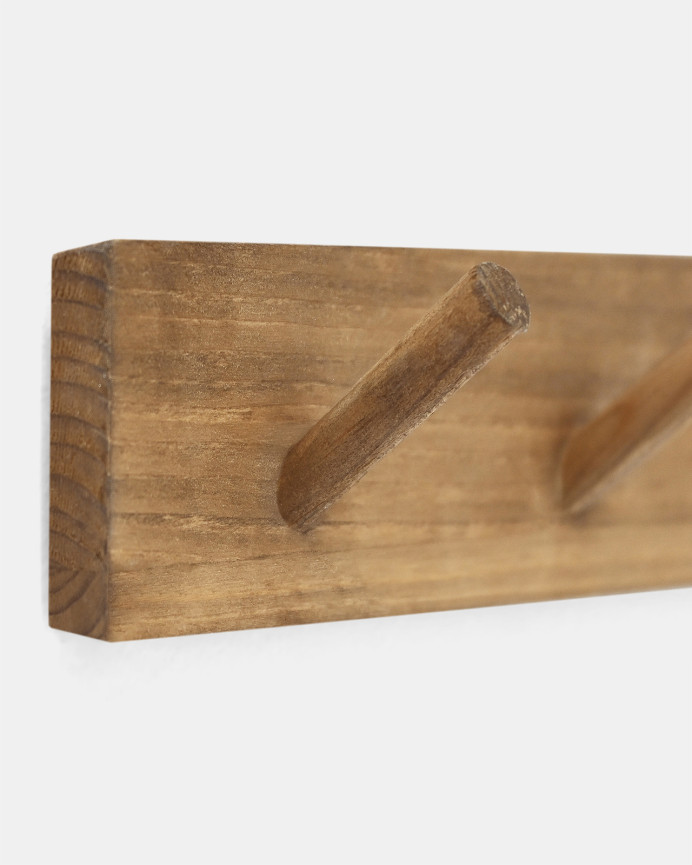 Colgador de pared de madera maciza en tono roble oscuro de 26x5cm