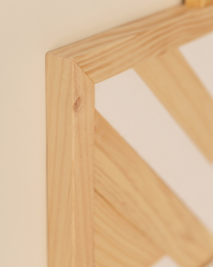 Cabecero de madera maciza estilo étnico en tonos natural y blanco de 80x165cm