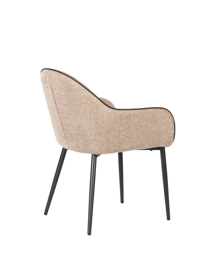 Silla de tela color marrón con patas de metal negro de 83cm