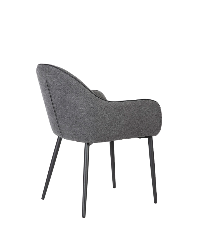 Silla de tela color gris oscuro con patas de metal negro de 83cm