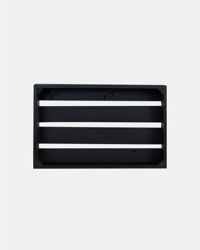 Caja pequeña de madera maciza tono negro 49x30,5x7,5cm