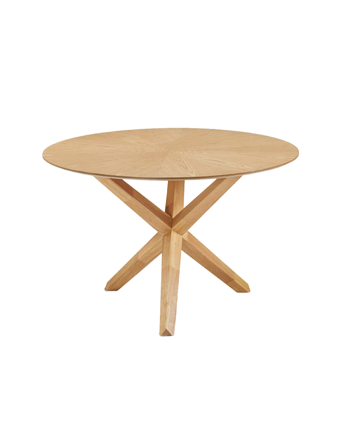 Mesa de comedor redonda de madera natural de 120cm