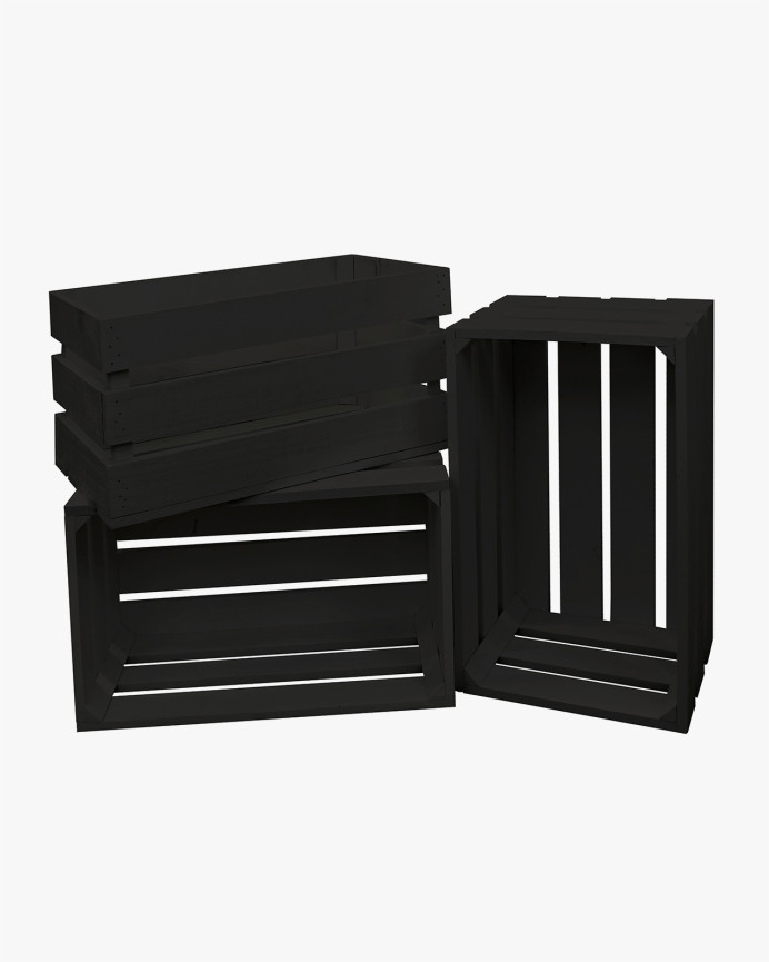 Caja de madera maciza en tono negro grande