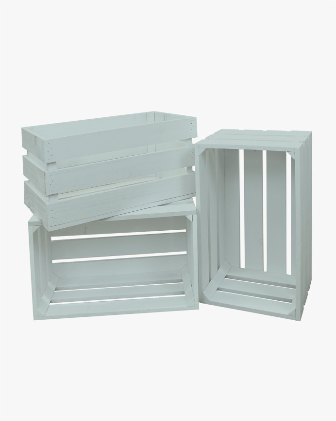 Caja de madera maciza en tono verde azulado grande