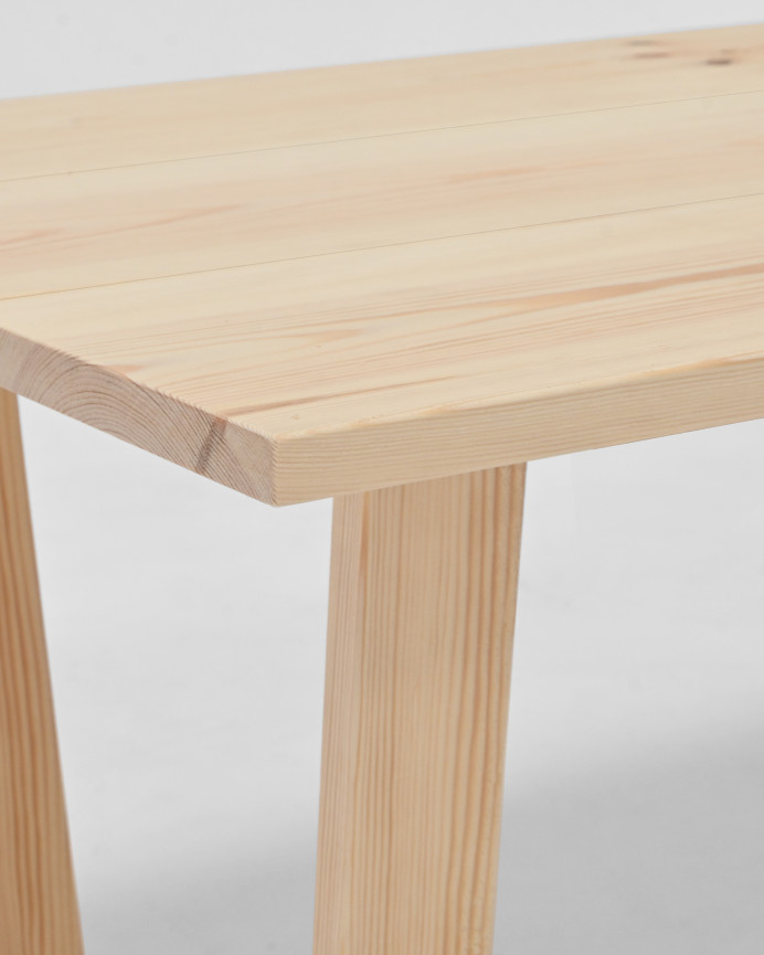 Mesa de centro de madera maciza acabado natural de 120x60cm