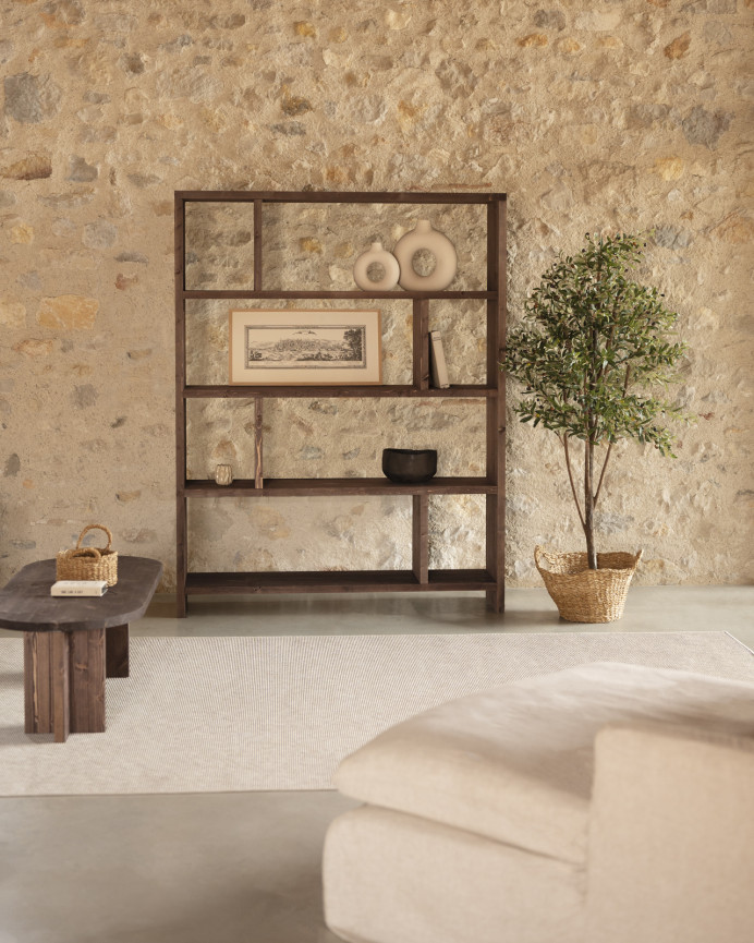 Estantería de madera maciza tono nogal de 180x140cm