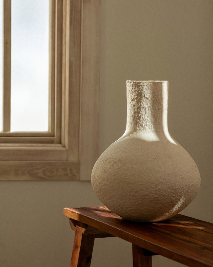 Jarrón de papel maché blanco de 40cm