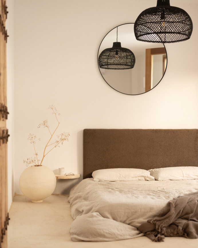Mesita de noche de madera maciza flotante en tono natural de 3x40cm