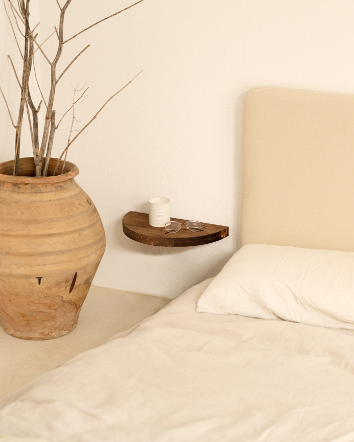 Mesita de noche de madera maciza flotante en tono nogal de 3x40cm