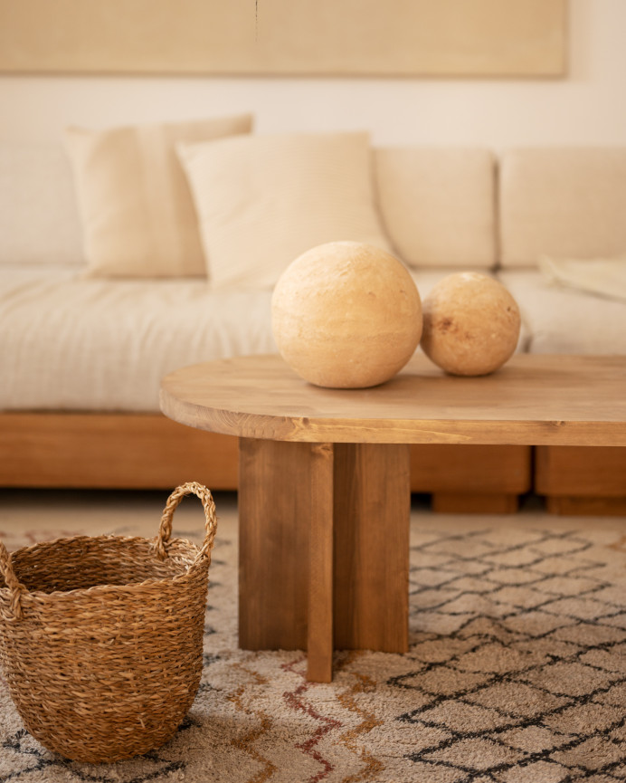 Mesa de centro de madera maciza en tono roble oscuro de de 120x50cm