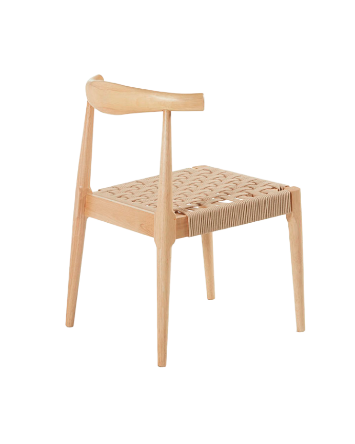 Silla de madera maciza en tono beige de 81cm